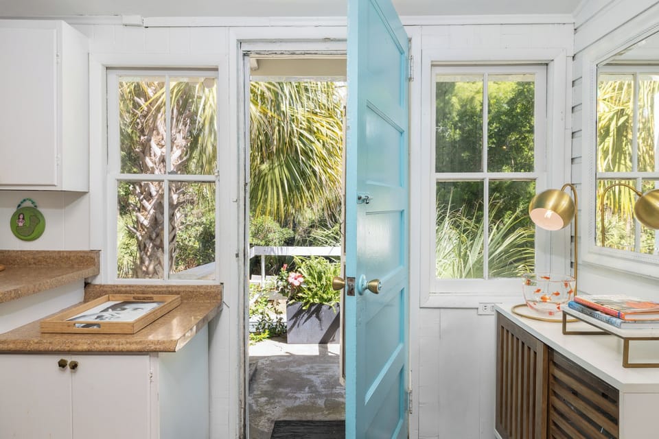 Access your backyard oasis through the kitchen
