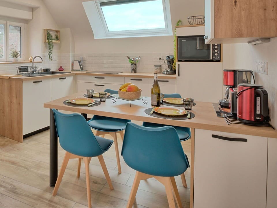 Property, Window, Furniture, Countertop, Cabinetry, Table, Chair, Kitchen, Wood, Kitchen Appliance