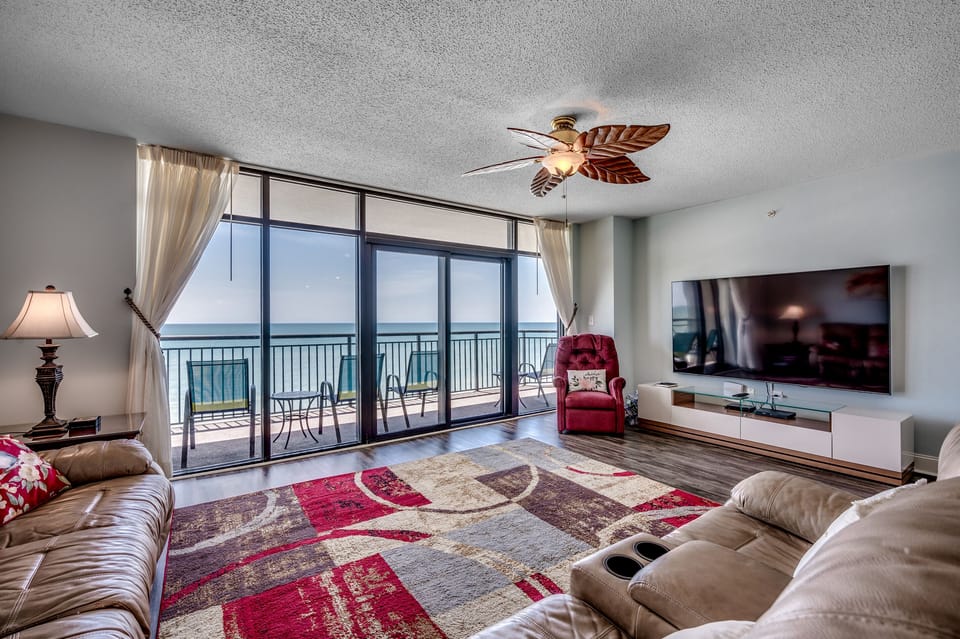 Large living room with balcony access
