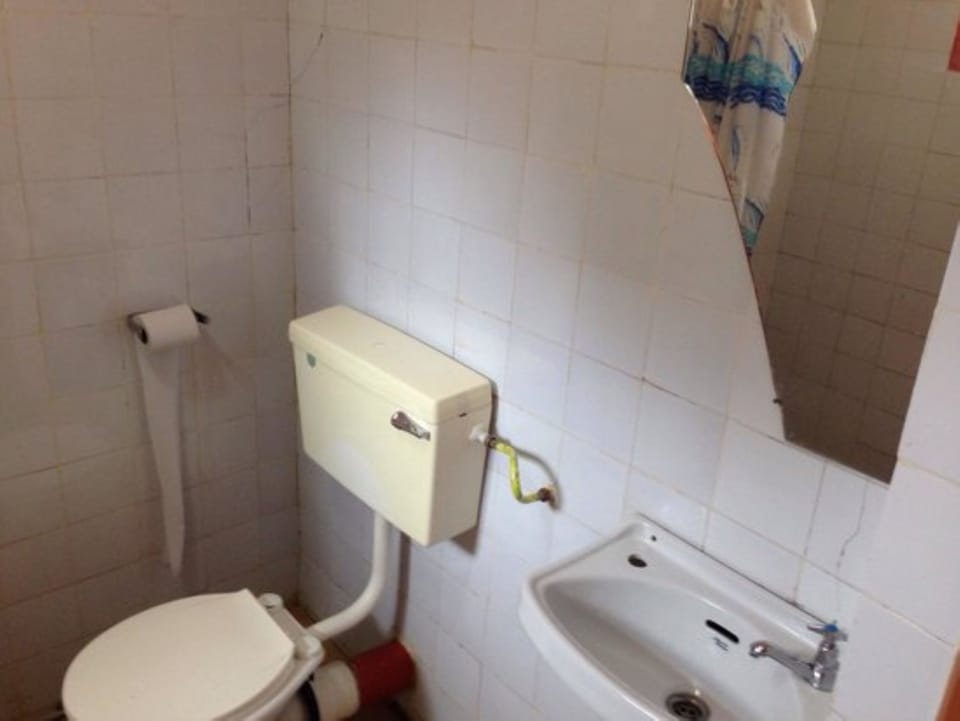 Shower, towels, soap, toilet paper