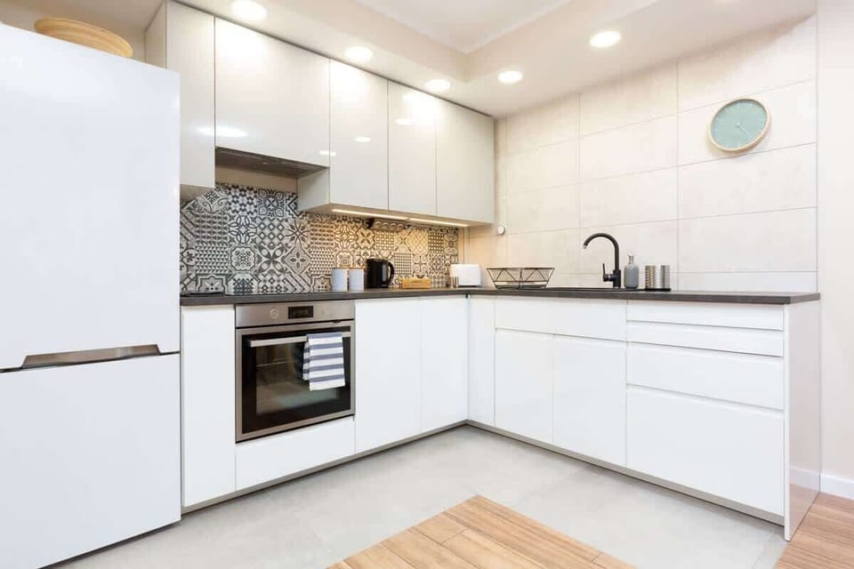 The kitchenette's practical layout maximizes space and functionality.