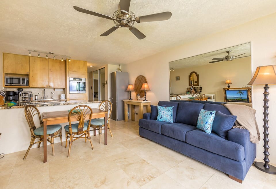 Queen size sleeper sofa accommodates up to 4 in this condo