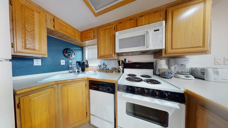 The kitchen is fully equipped with everything you need to prepare meals