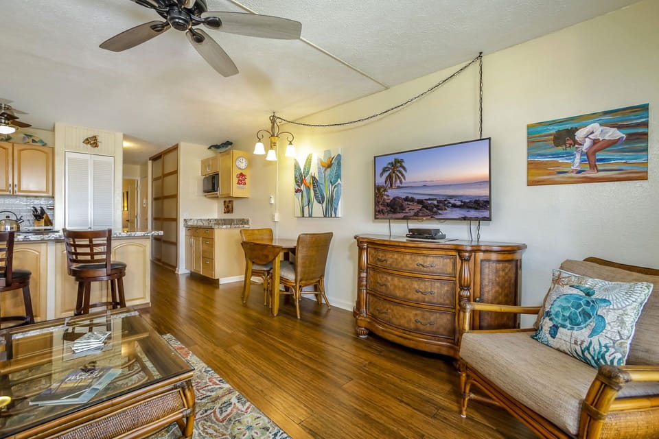 Living Room and Dining Room Area with Smart TV