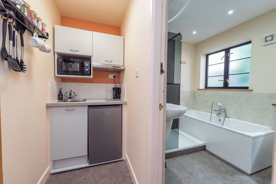 View of private kitchenette and bathroom