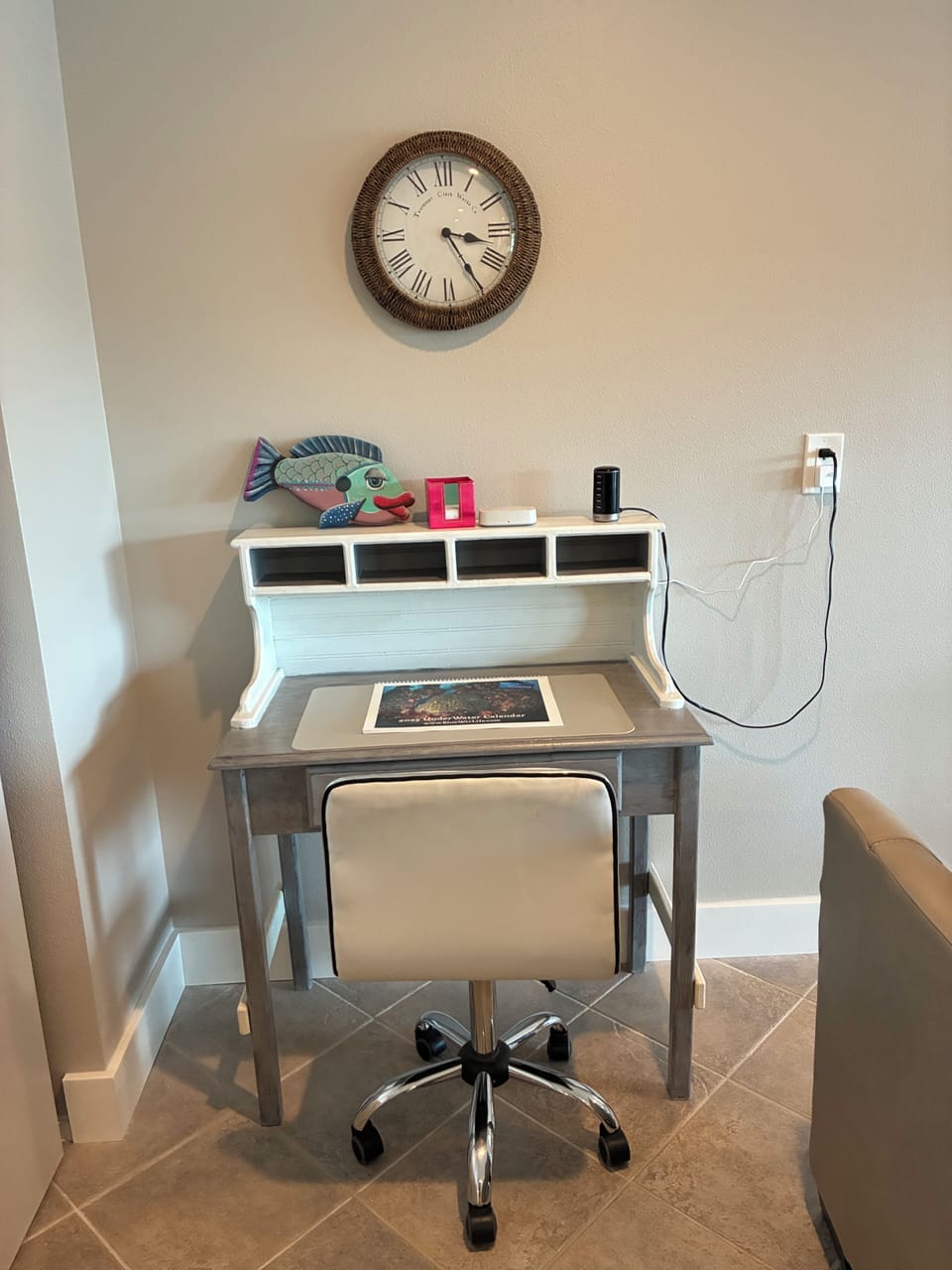 Desk. If you must work. We have high speed wifi