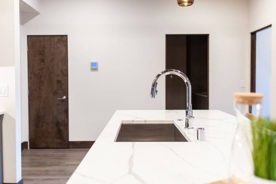Large farmhouse-style stainless steel sink