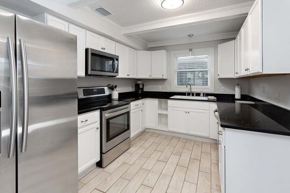 Modern kitchen with stainless steel appliances