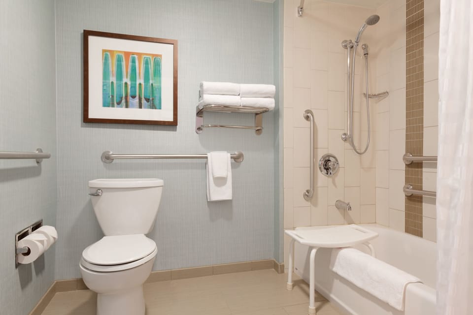 Free toiletries, hair dryer, towels