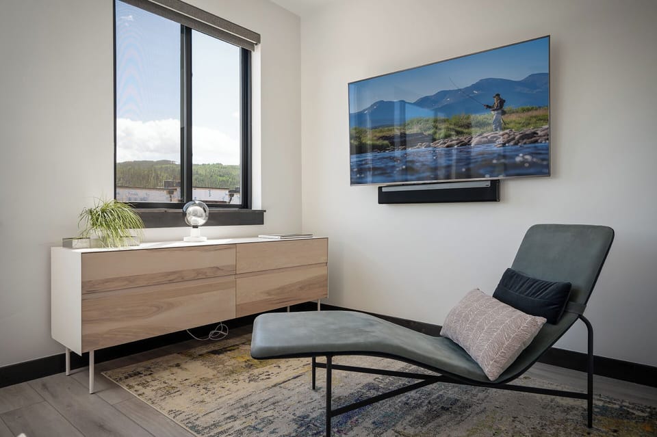 Private seating area and flat screen TV