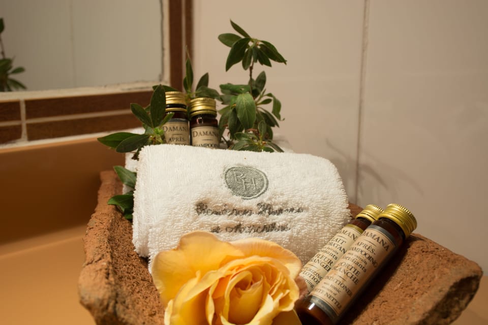 Shower, rainfall showerhead, free toiletries, hair dryer (on request)