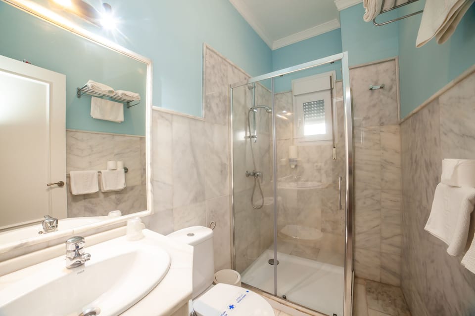 Shower, free toiletries, hair dryer (on request), towels
