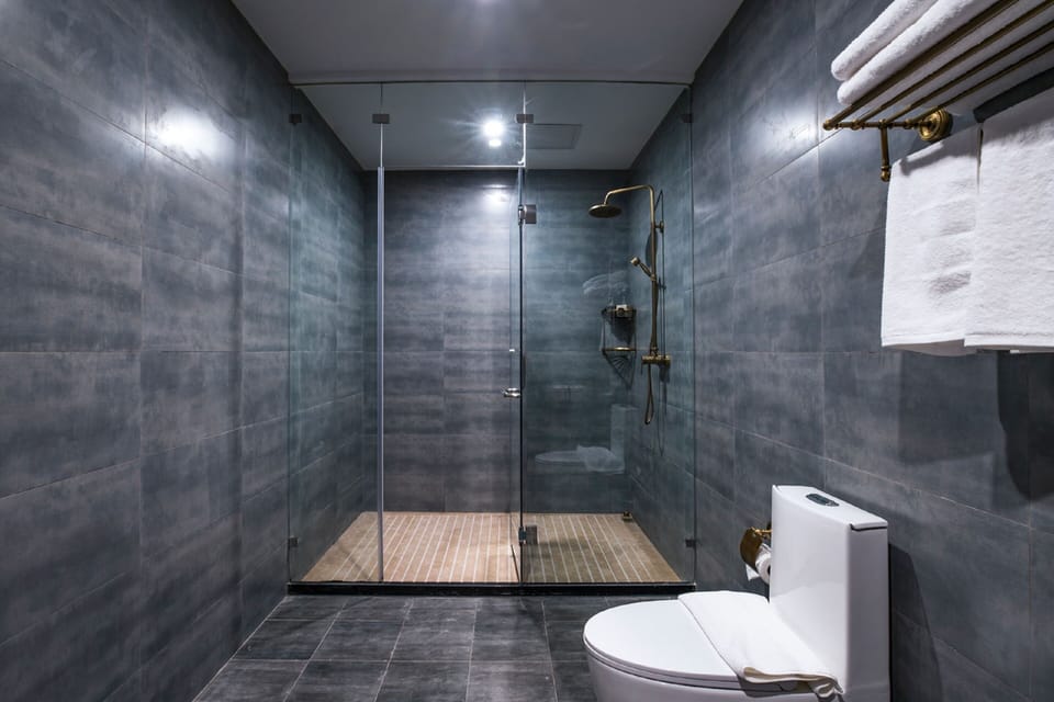 Elegance Deluxe Room  | Bathroom | Shower, free toiletries, hair dryer, slippers