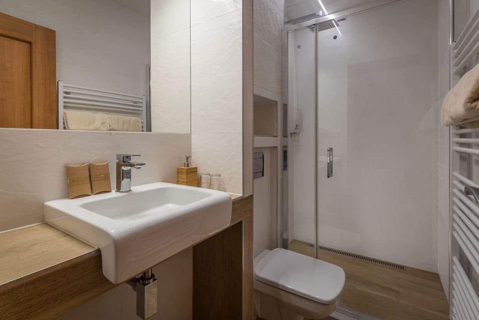 Exclusive Double Room, 1 Bedroom, Balcony | Bathroom | Shower, free toiletries, hair dryer, towels