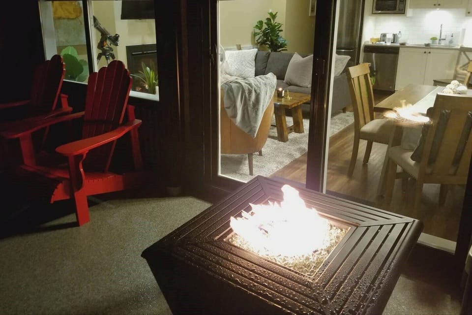 night time view of the fire table