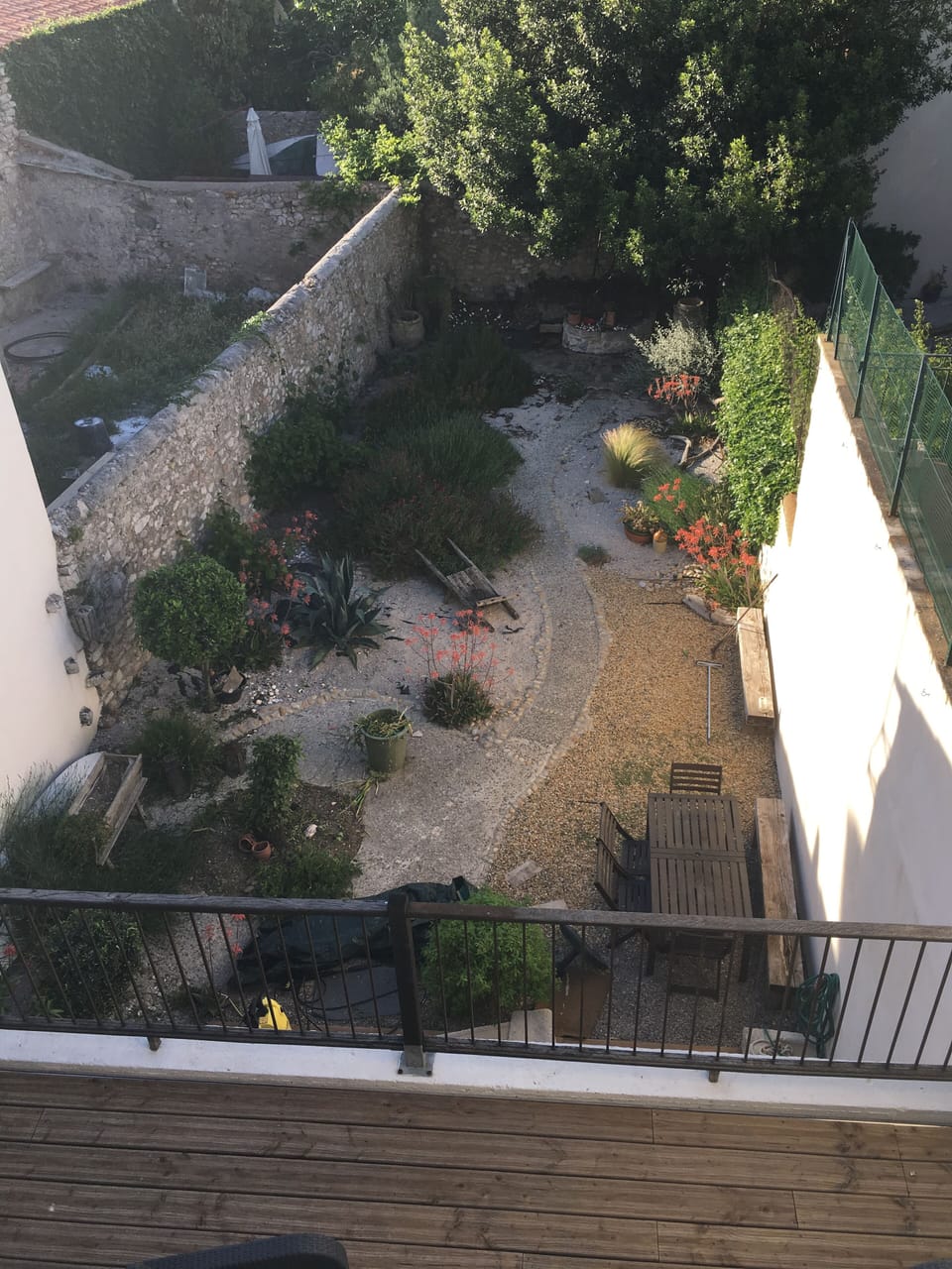 View of the Mediterranean  garden from the rear terrace.