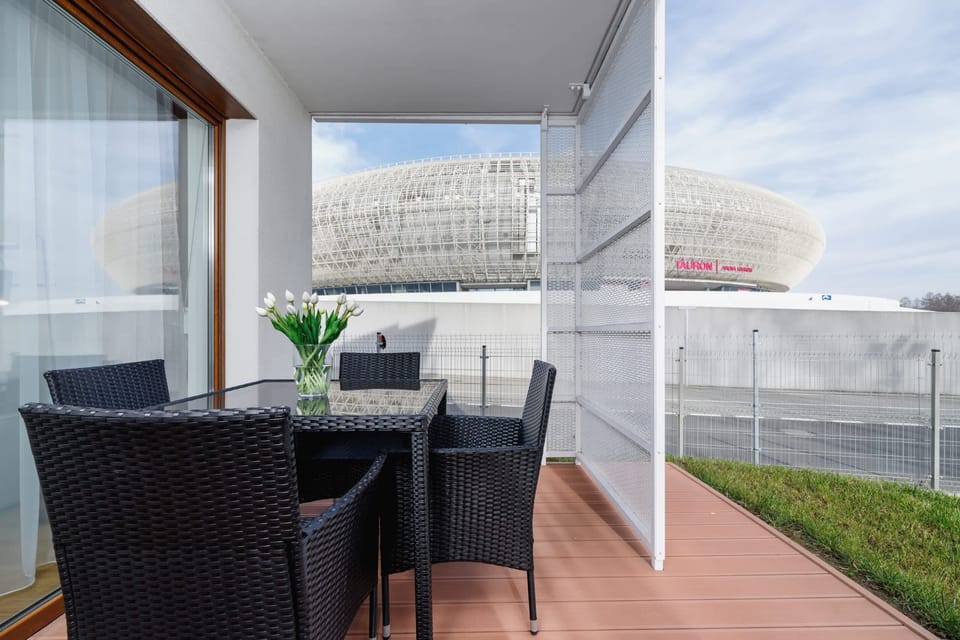 The furnished terrace offering a perfect spot for morning coffee with a view.