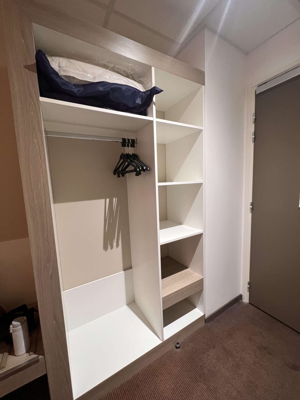 Desk, blackout drapes, soundproofing, iron/ironing board