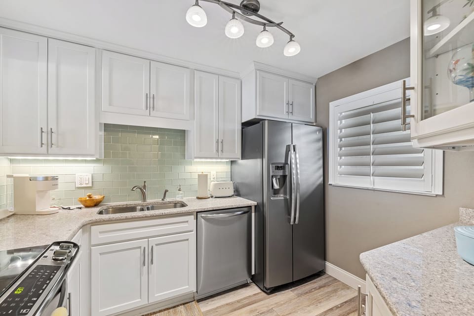 Fully equipped kitchen space.