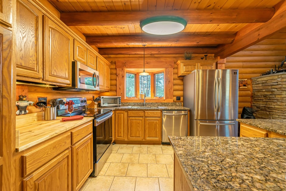 Full kitchen with updated stainless steel appliances