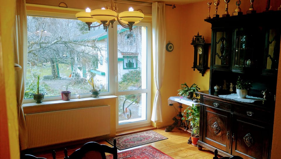 Apartment, 1 Bedroom, Fireplace, Garden View | Living room | TV, books