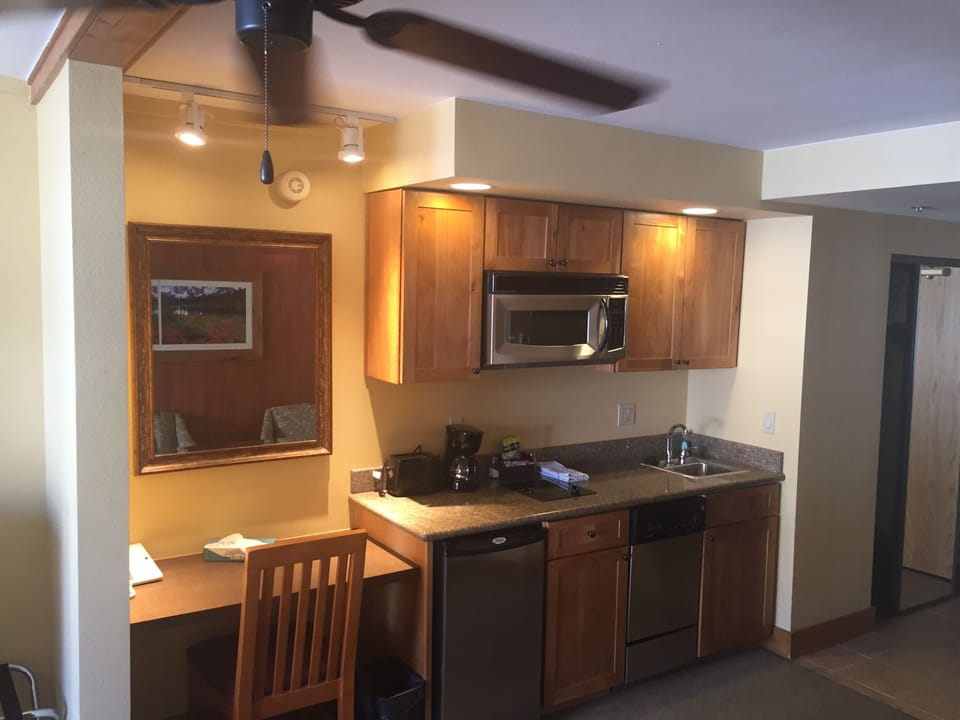 mini kitchen and work area