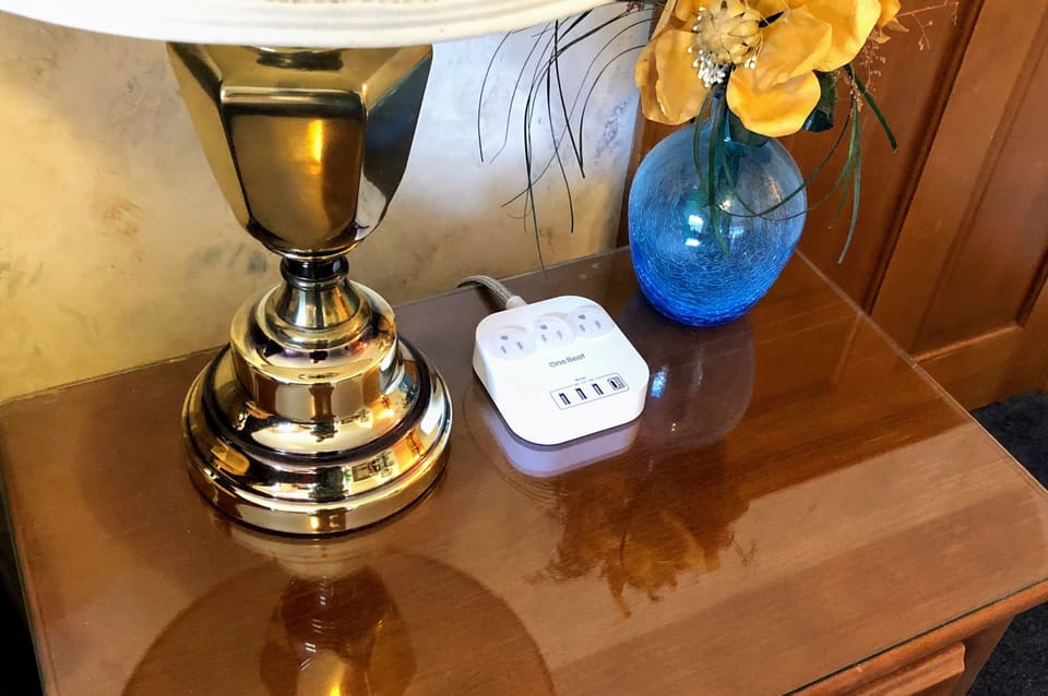 Convenient charging station on each bedside table.
