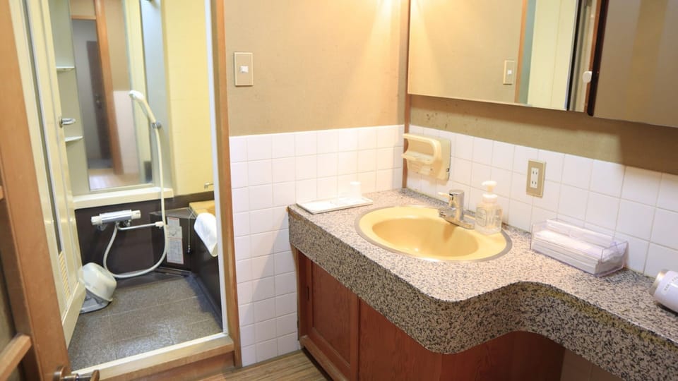Japanese Style Room for 6 Guests, Non Smoking, West Building | Bathroom | Combined shower/tub, hair dryer, slippers, electronic bidet