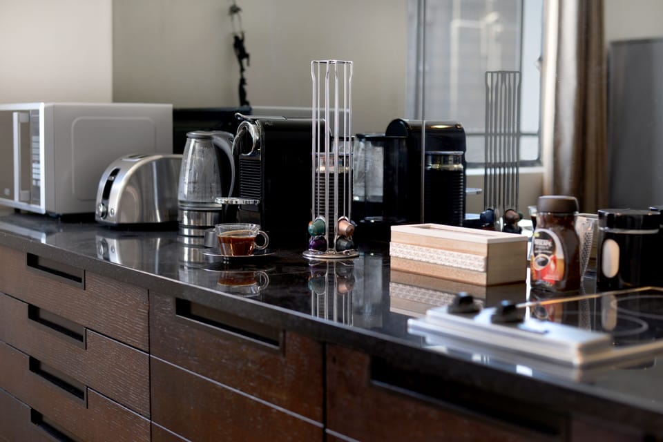 Apartment | Private kitchen | Fridge, microwave, oven, stovetop