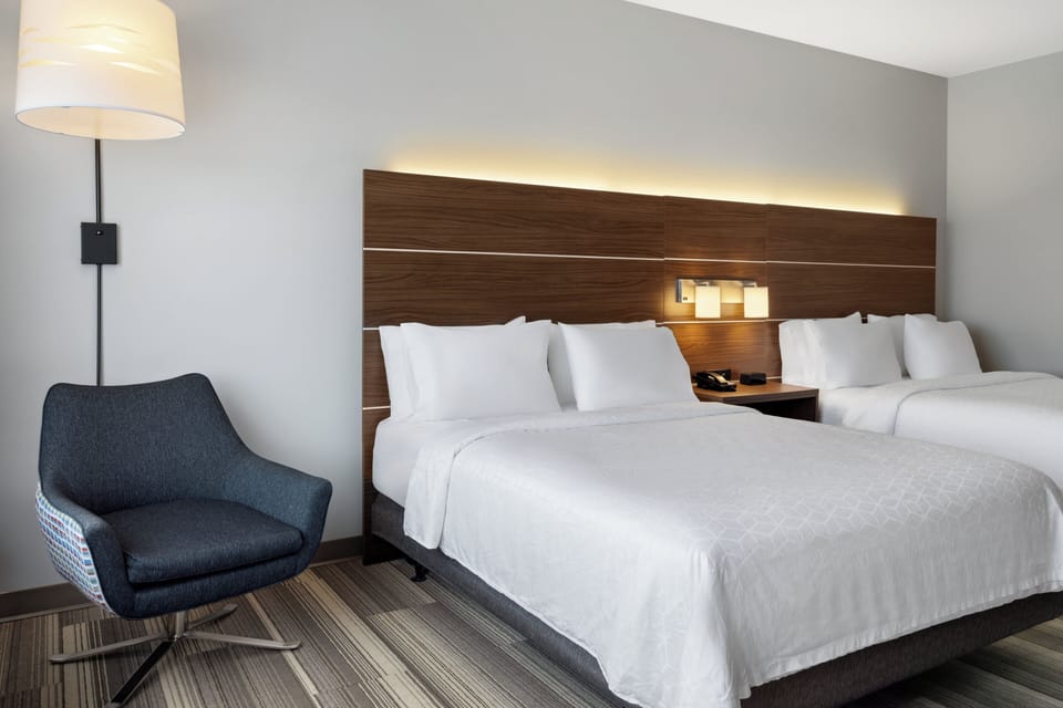 Standard Room, 2 Queen Beds | In-room safe, desk, laptop workspace, blackout drapes