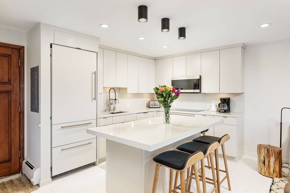 The kitchen is fully stocked with everything you need to enjoy dining at home during your vacation in Snowmass