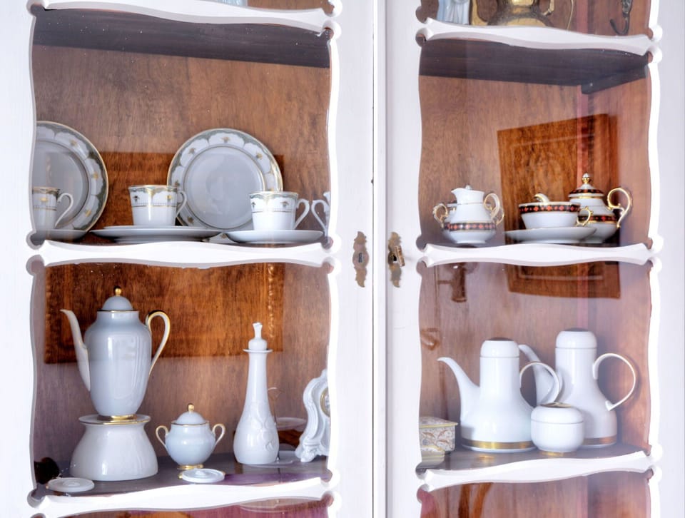 Tableware, Drinkware, Dishware, Shelf, White, Shelving, Serveware, Cup, Interior Design, Porcelain