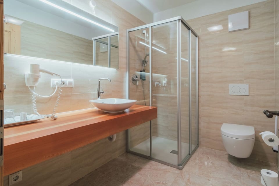 Free toiletries, hair dryer, towels