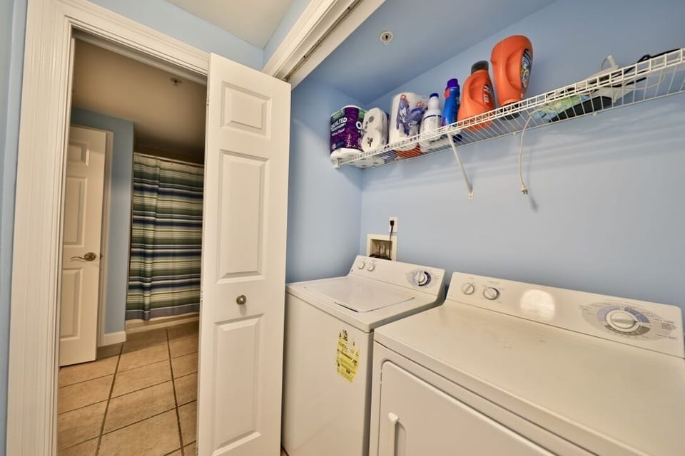 Washer and dryer in unit.