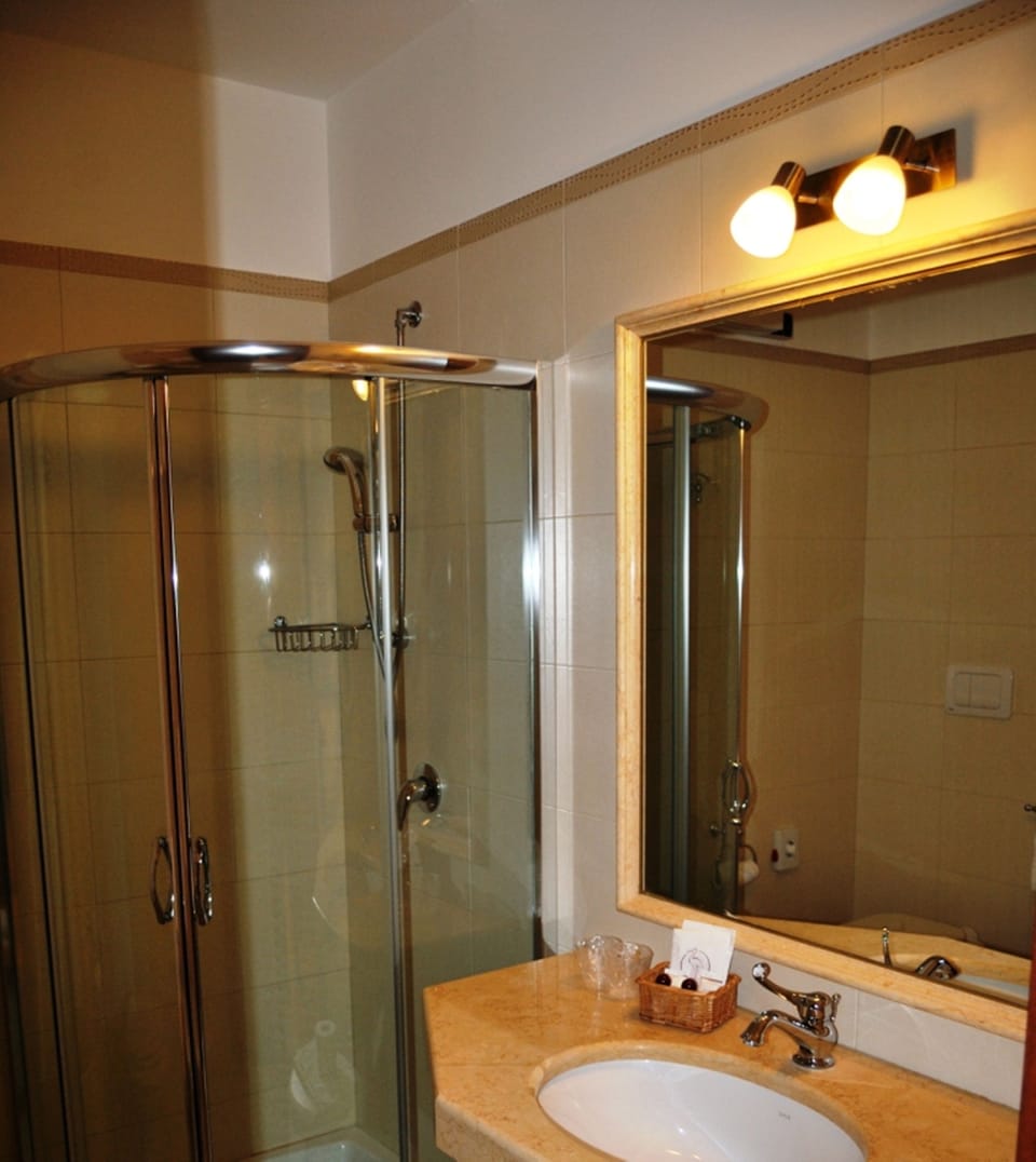 Shower, free toiletries, hair dryer, bidet