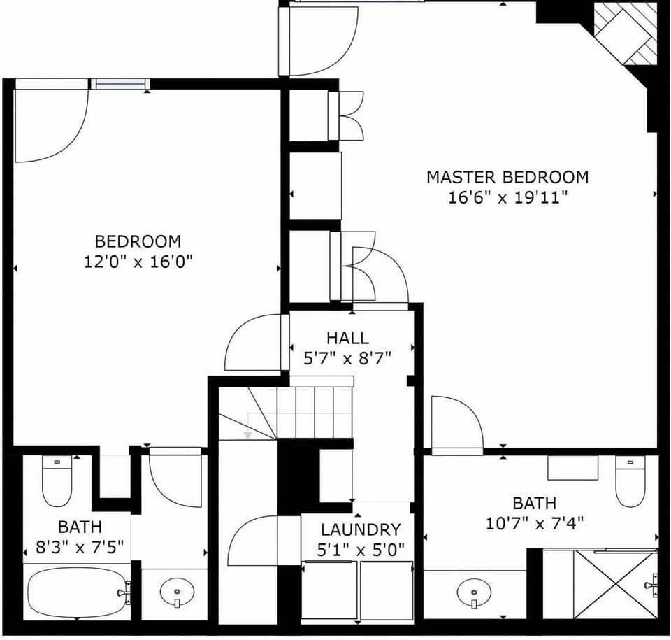 The lower level features bedrooms and en-suite bathrooms.