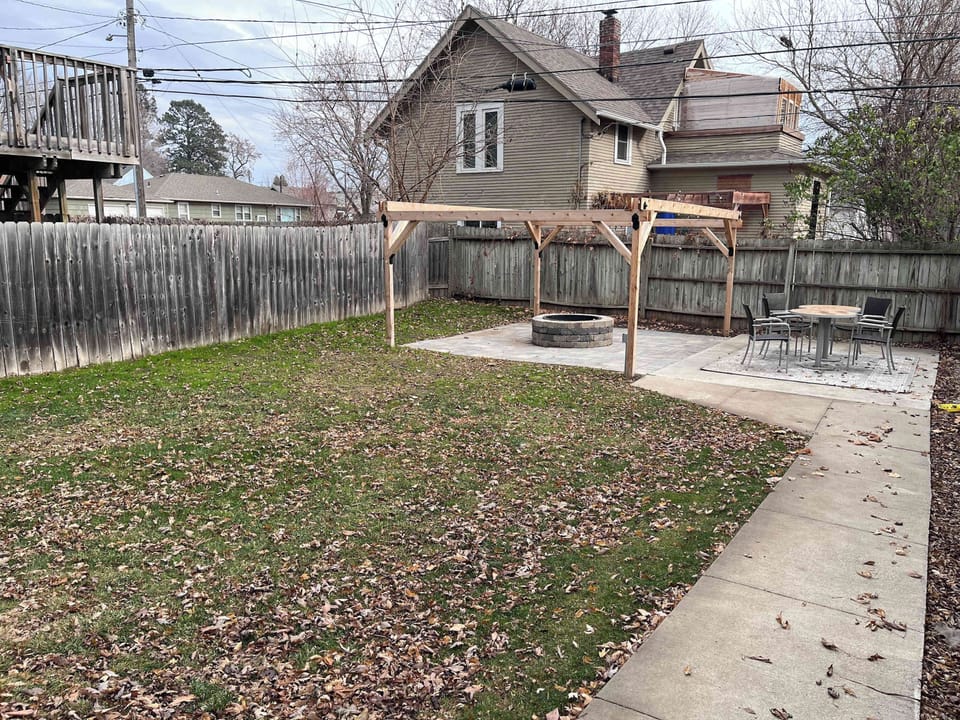 Firepit in Fenced off Backyard