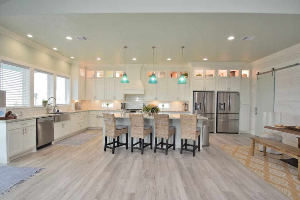 Counter top bar dining space as well