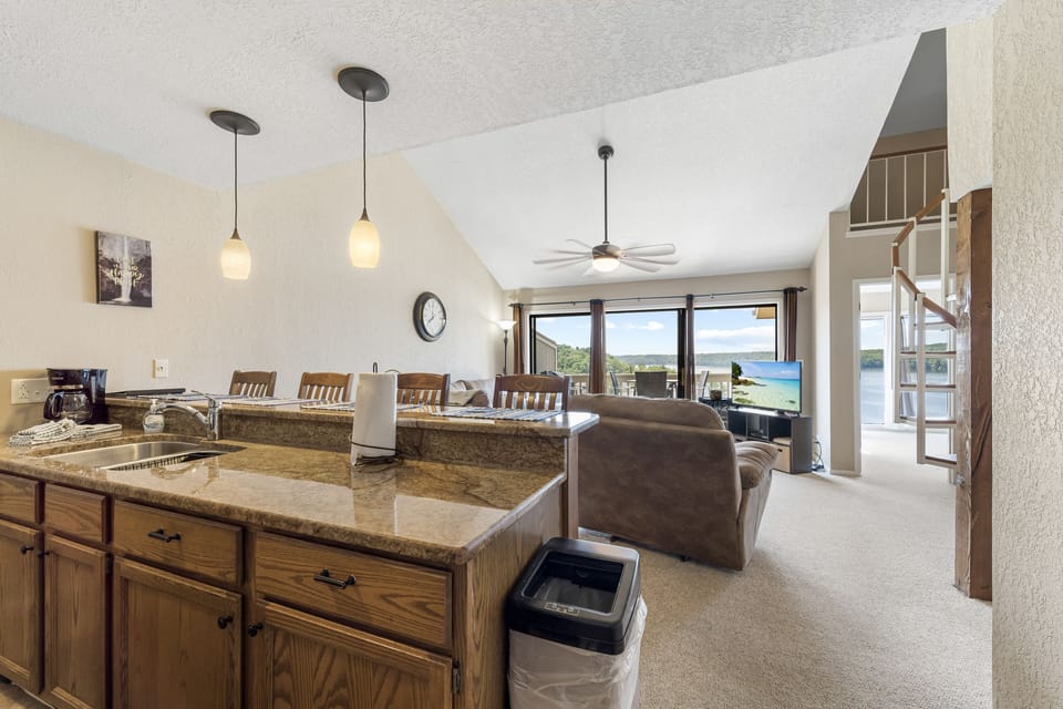 Breakfast bar and living area