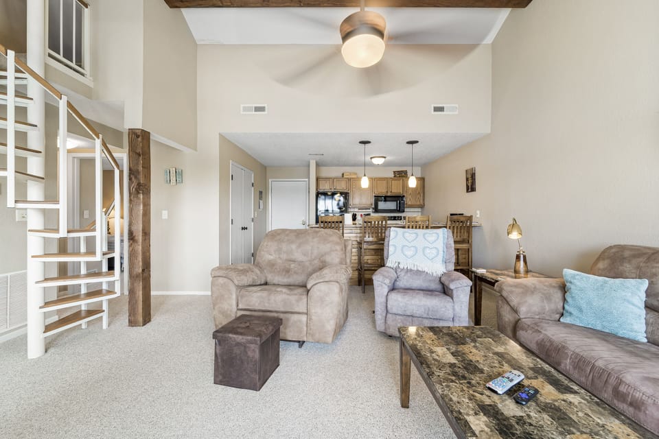Living area and kitchen