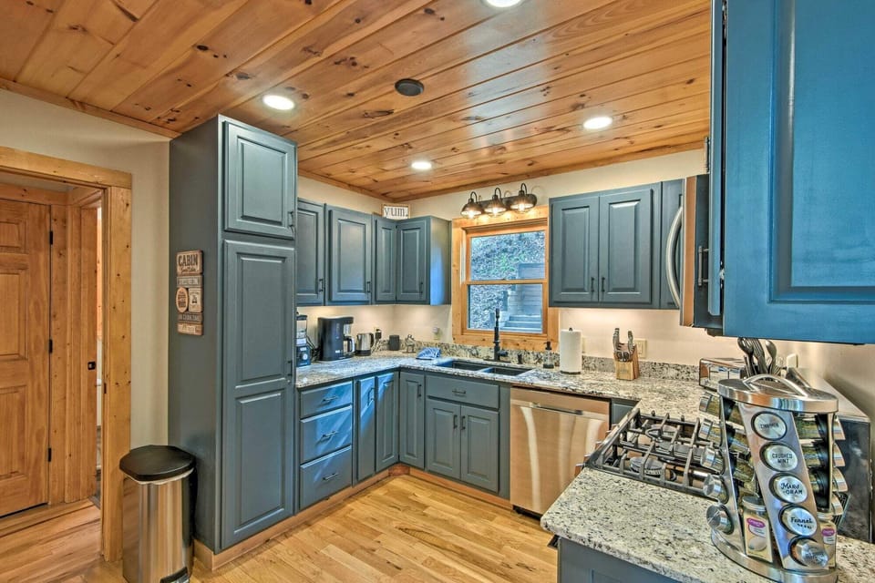 Enjoy a fully stocked kitchen with SS appliances and granite countertops...