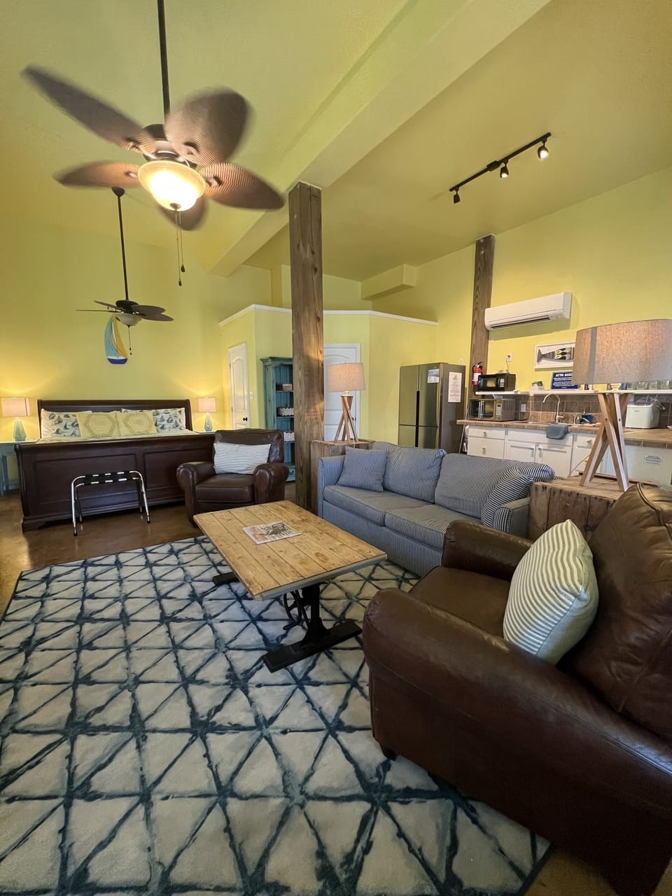 Sleeper sofa, two recliners, 54" tv
