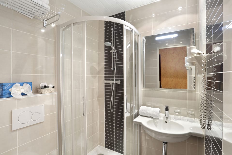 Free toiletries, hair dryer, towels