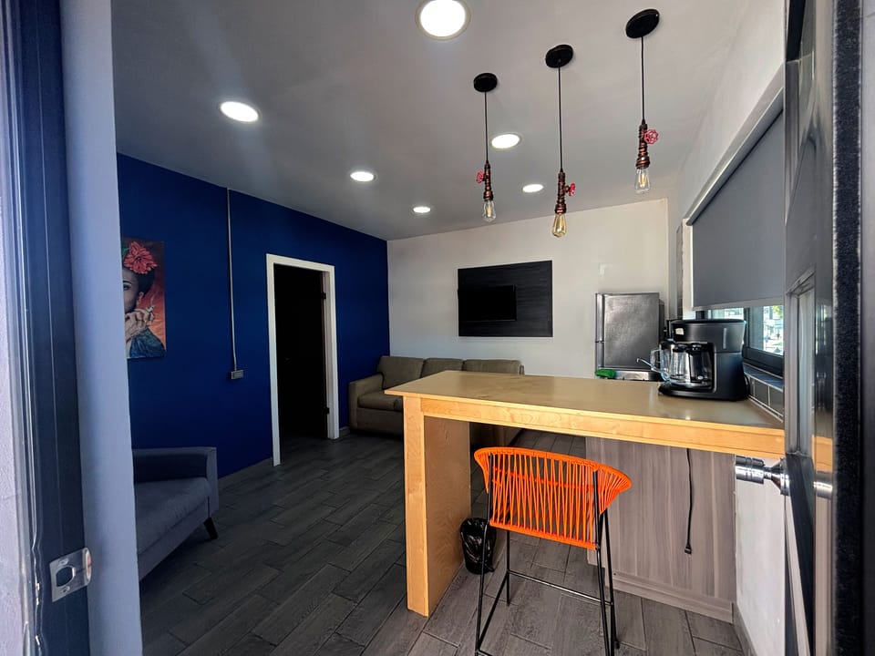 Nice Loft 1BR TJ Border Suites 07 | Private kitchen | Full-size fridge, microwave, coffee/tea maker, toaster