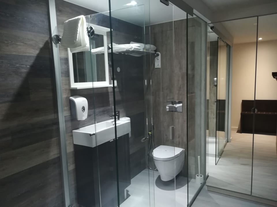 Eco-friendly toiletries, hair dryer, towels, soap