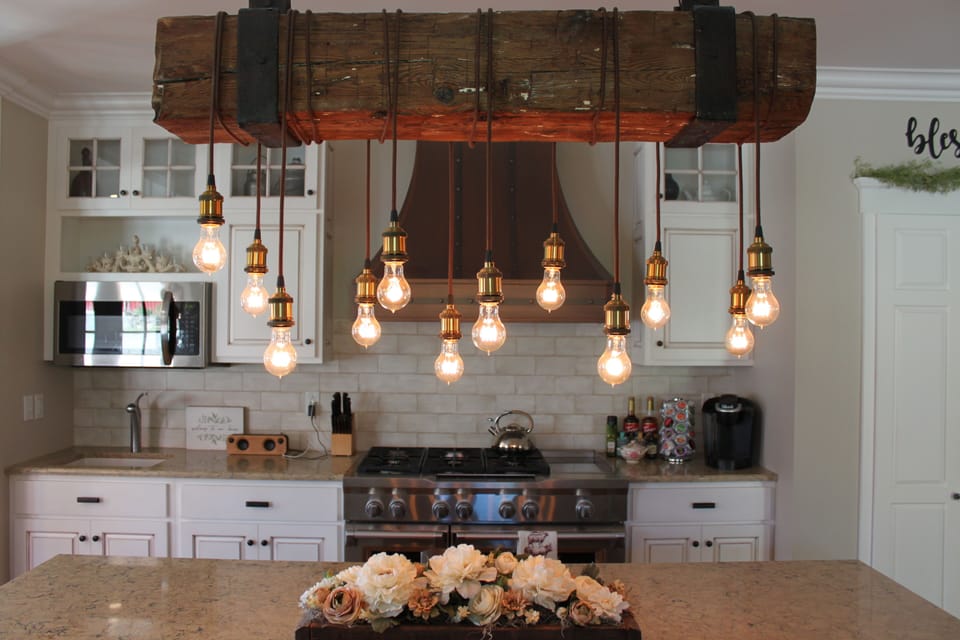 Kitchen and island
