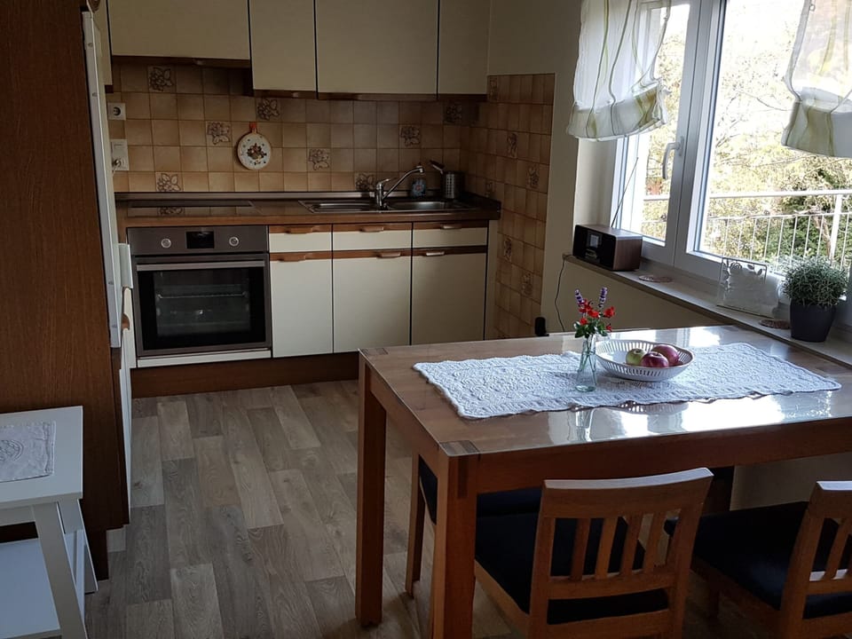 Apartment | Private kitchen | Microwave, stovetop, dishwasher, highchair