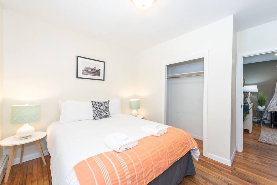 Comfortable bedroom with closet