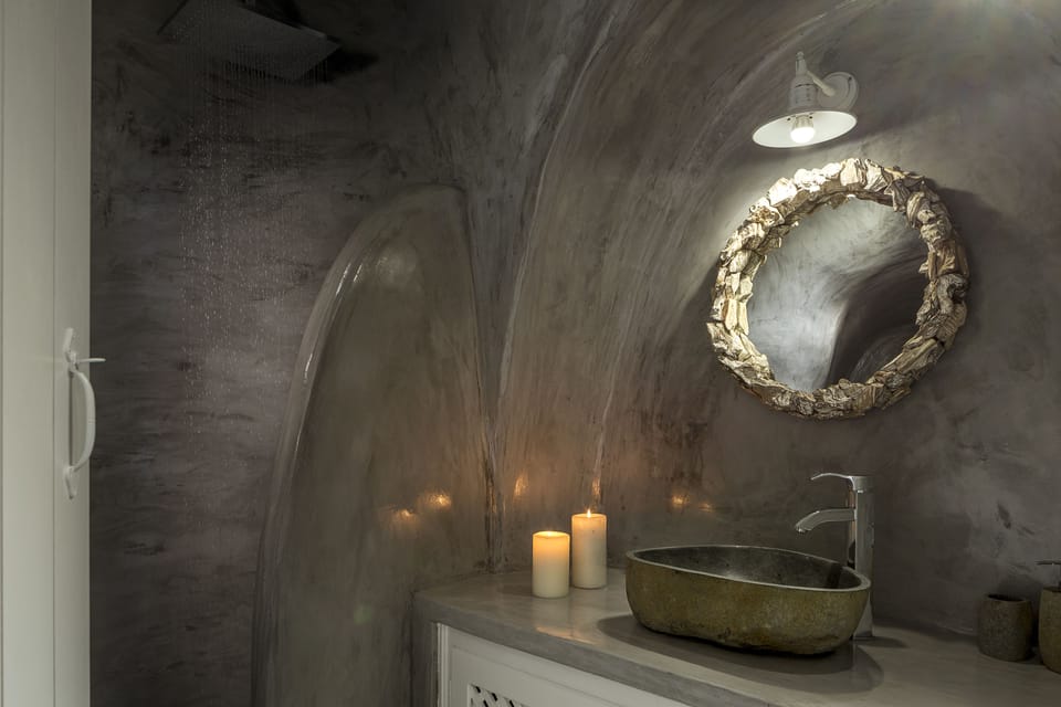 Villa, Partial Sea View (Aqua Dream Villa Indoor Plunge Pool) | Bathroom | Shower, designer toiletries, hair dryer, slippers