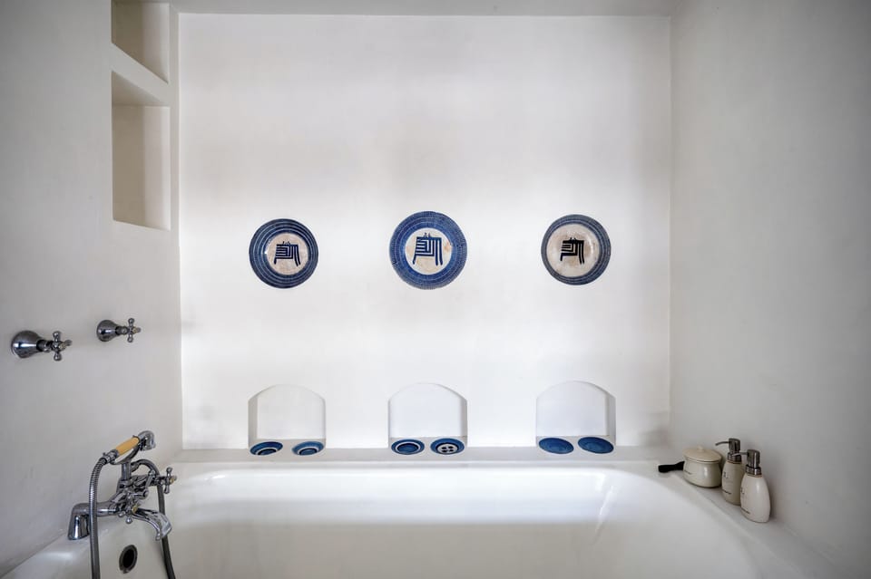 Shower, slippers, towels